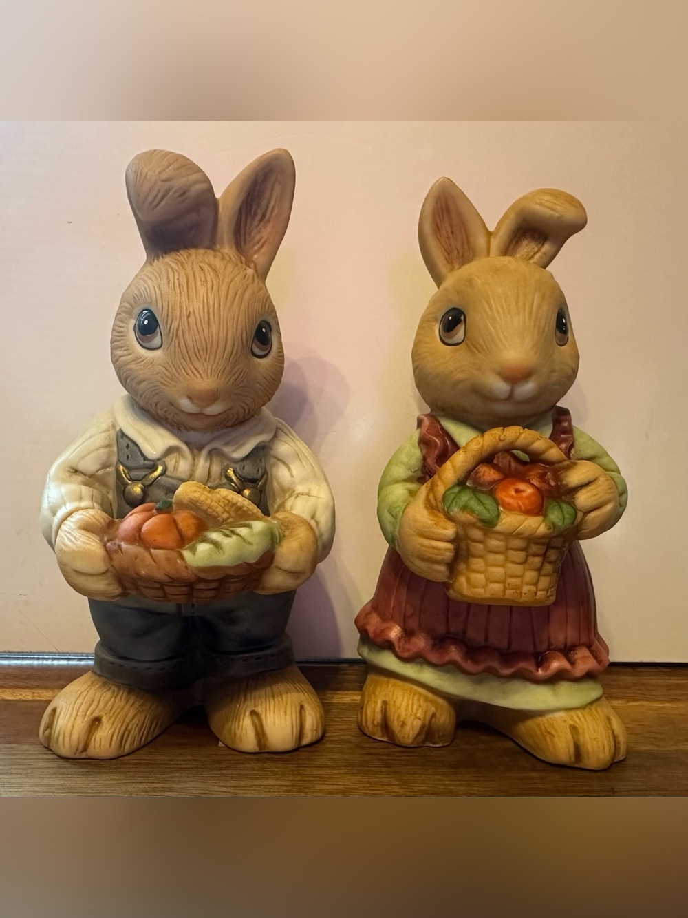 Homco Vintage Ceramic Harvest Bunny Pair